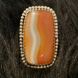 Red lace agate sterling silver ring. New never worn.